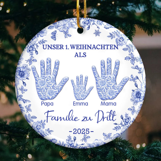 Unser 1. Weihnachten als Familie zu...Handabdruck-Ornament Christbaumschmuck mit Namen
