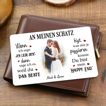 Mein Happy End - Personalisierte Brieftasche-Karte mit Foto und Text Geschenk für Paar