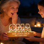 Personalisierte LED-Nachtlicht mit Geburtsblumen – für Oma und Mama