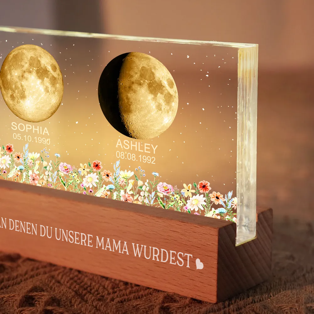 Mondphasen-Personalisierte LED Nachtlicht für Mama und Oma