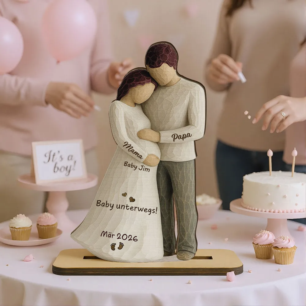 Baby unterwegs-Personalisierter Holzaufsteller mit Namen Geschenk für werdende Mutter