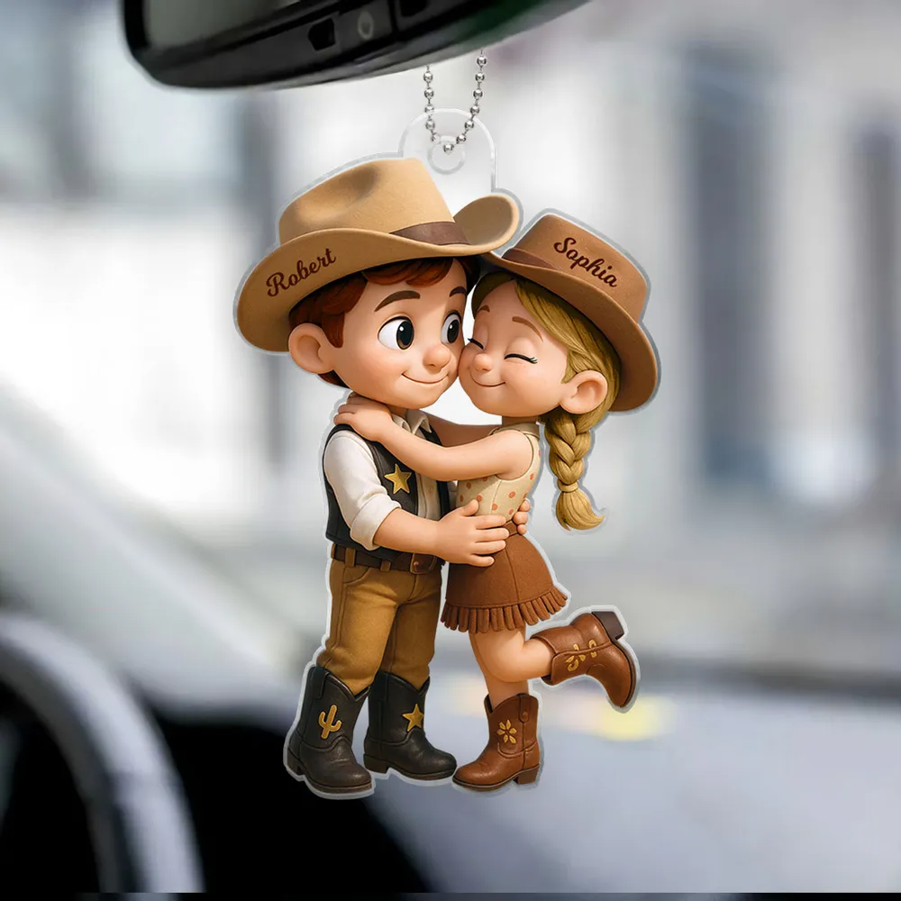 Cowboy Couple-Personalisierter Acrylanhänger mit Namen Geschenk für Paar