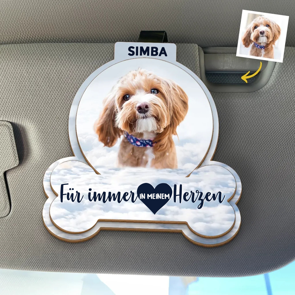 Sonnenblendenclip mit Foto Trauergeschenk für Haustierbesitzer