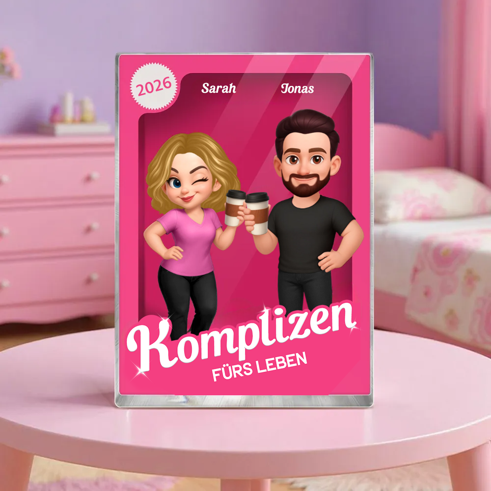 Komplizen fürs Leben - Personalisierter Acrylblock mit 2-6 Personen Geschenk für Paar und Freunde