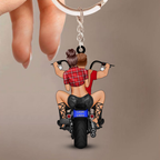 Personalisierter Acryl-Schlüsselanhänger mit Motorradpaar