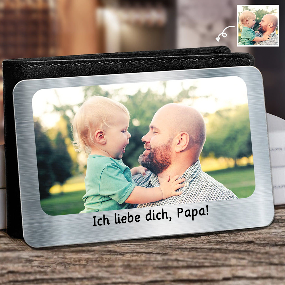 Personalisierte Aluminium-Brieftasche-Karte mit Foto und Text Geschenk für Papa und Mann
