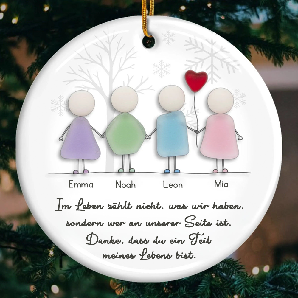 Personalisiertes Dankeschöngeschenk Keramik-Ornament mit Namen im Sea-Glass-Stil Christbaumschmuck für Freunde