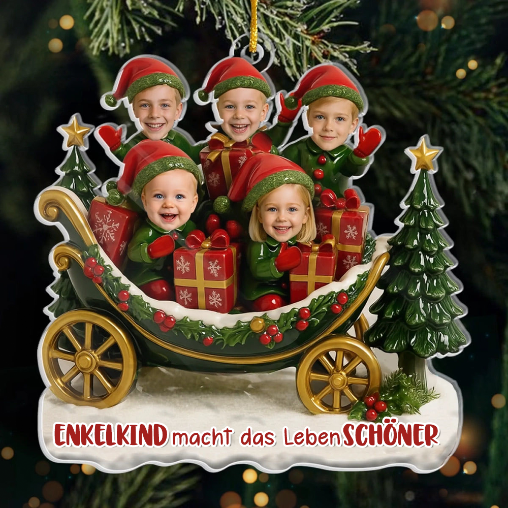Acrylanhänger mit Fotos und Text Personalisierter Christbaumschmuk für Oma und Opa