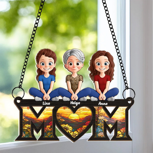 Personalisierter Sonnenfänger mit 1-4 Kinder für Mama und Oma