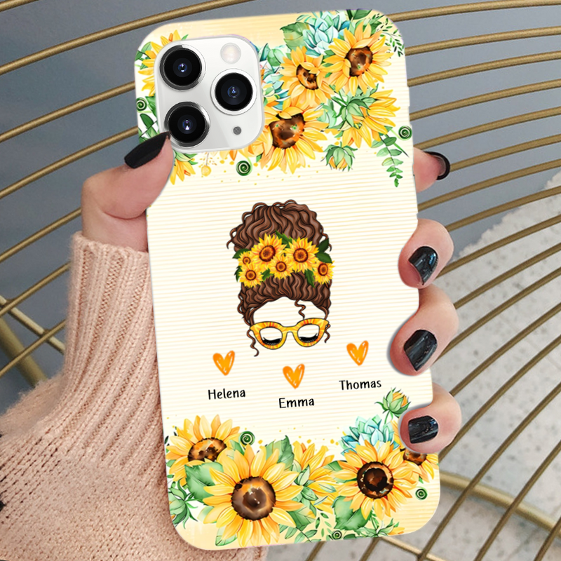 Sonnenblumenfrau-Personalisierte Handyhülle für iPhone und Samsung