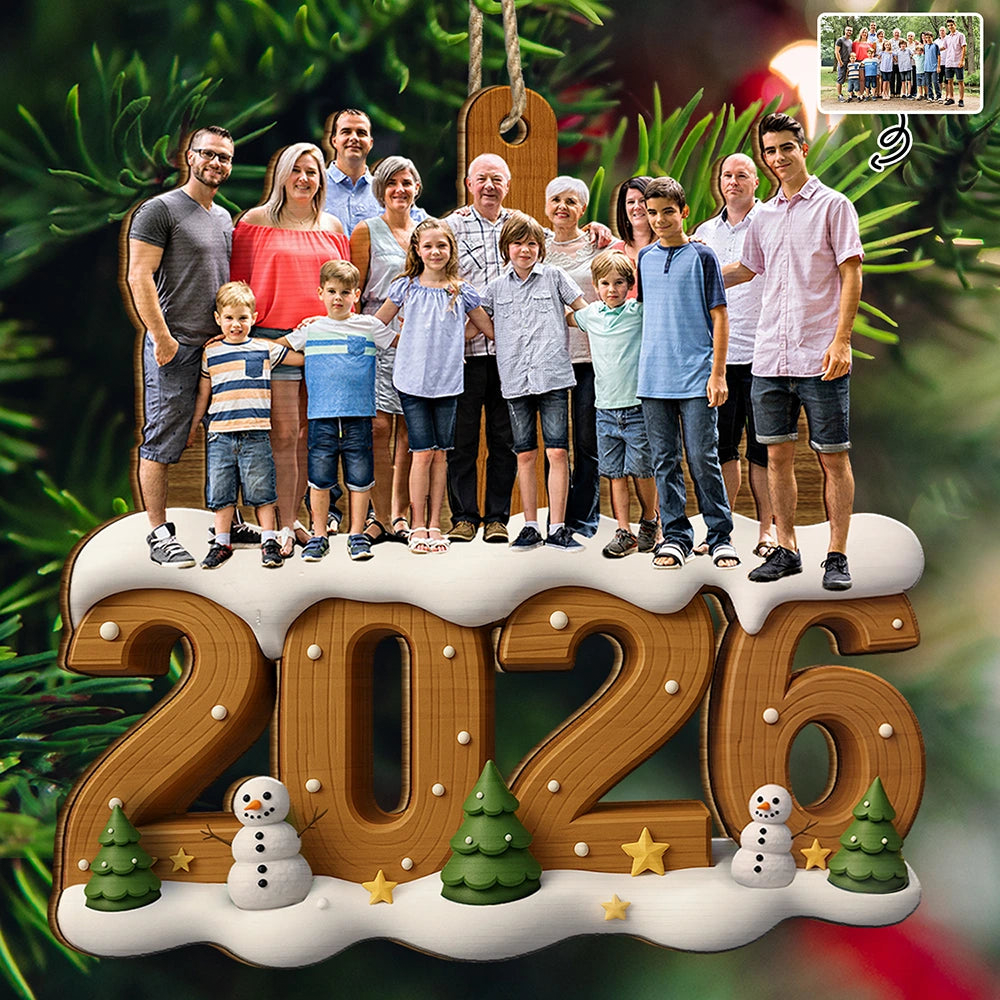 Personalisierter Holz-Weihnachtsanhänger mit Foto & Jahr