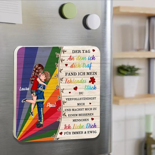 Regenbogen-Personalisierte Acryl-Magneten für Paare