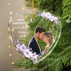 Personalisierter Glas-Weihnachtsanhänger mit Foto – Unser erstes Weihnachten als Ehepaar