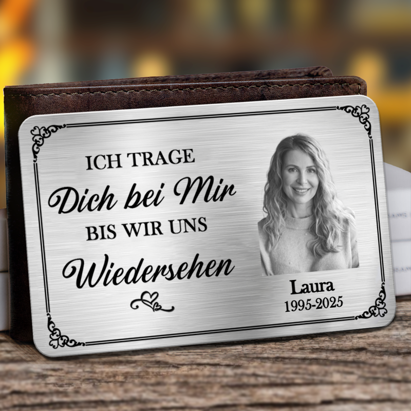 Personalisierte Brieftasche-Karte mit Foto zur Trauer