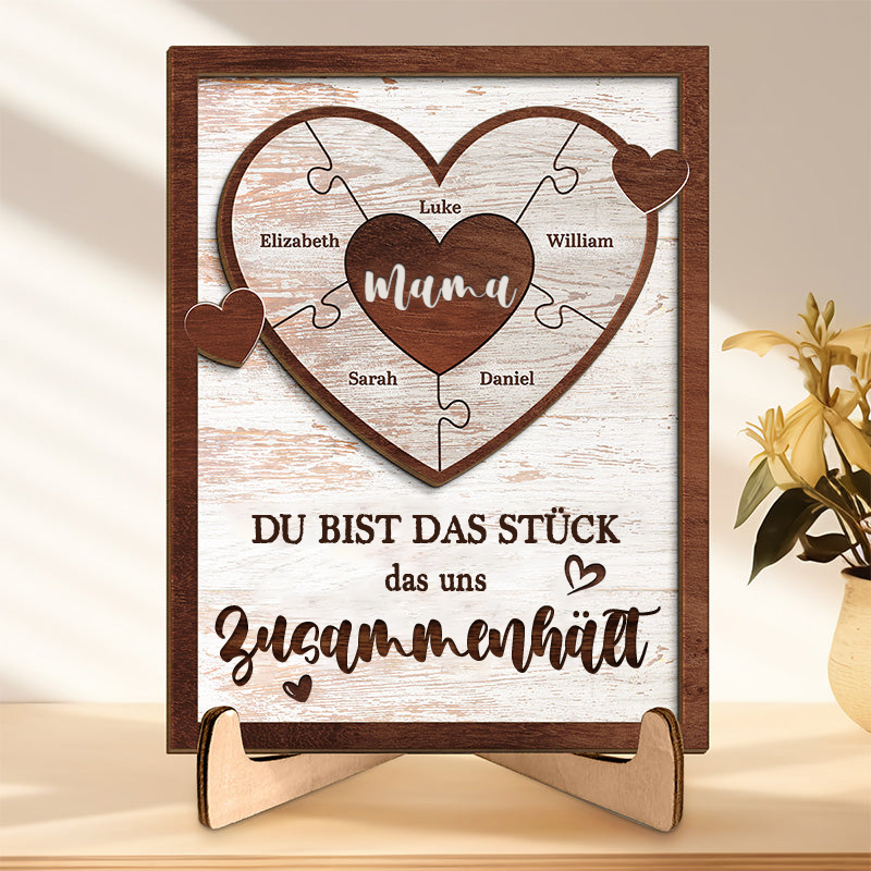 Personalisierte Puzzle-Holztafel für Mama, Papa, Oma und Opa
