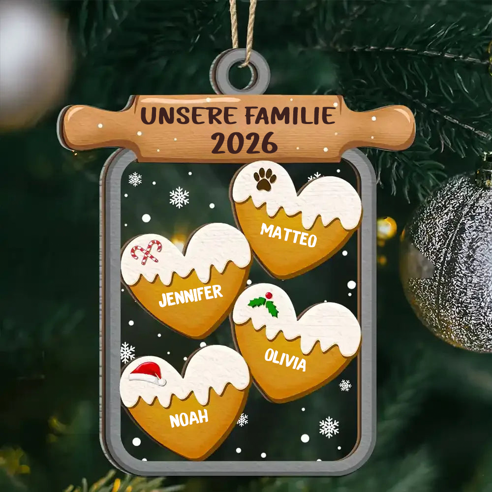 Personalisierter Acryl-Weihnachtsanhänger für die Familie – Lebkuchen-Motiv