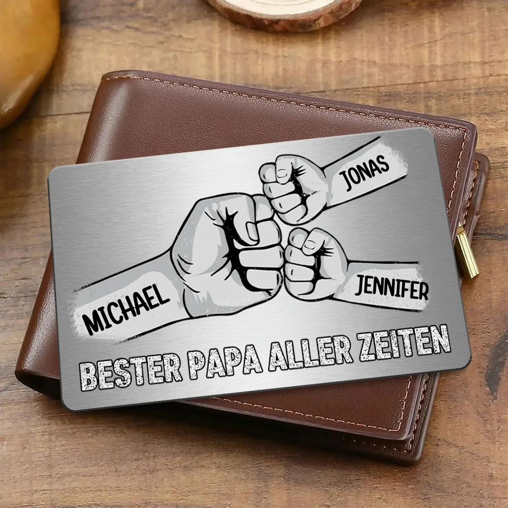 Personalisierte Brieftasche-Karte mit Fausstoß Wallet Card für Papa