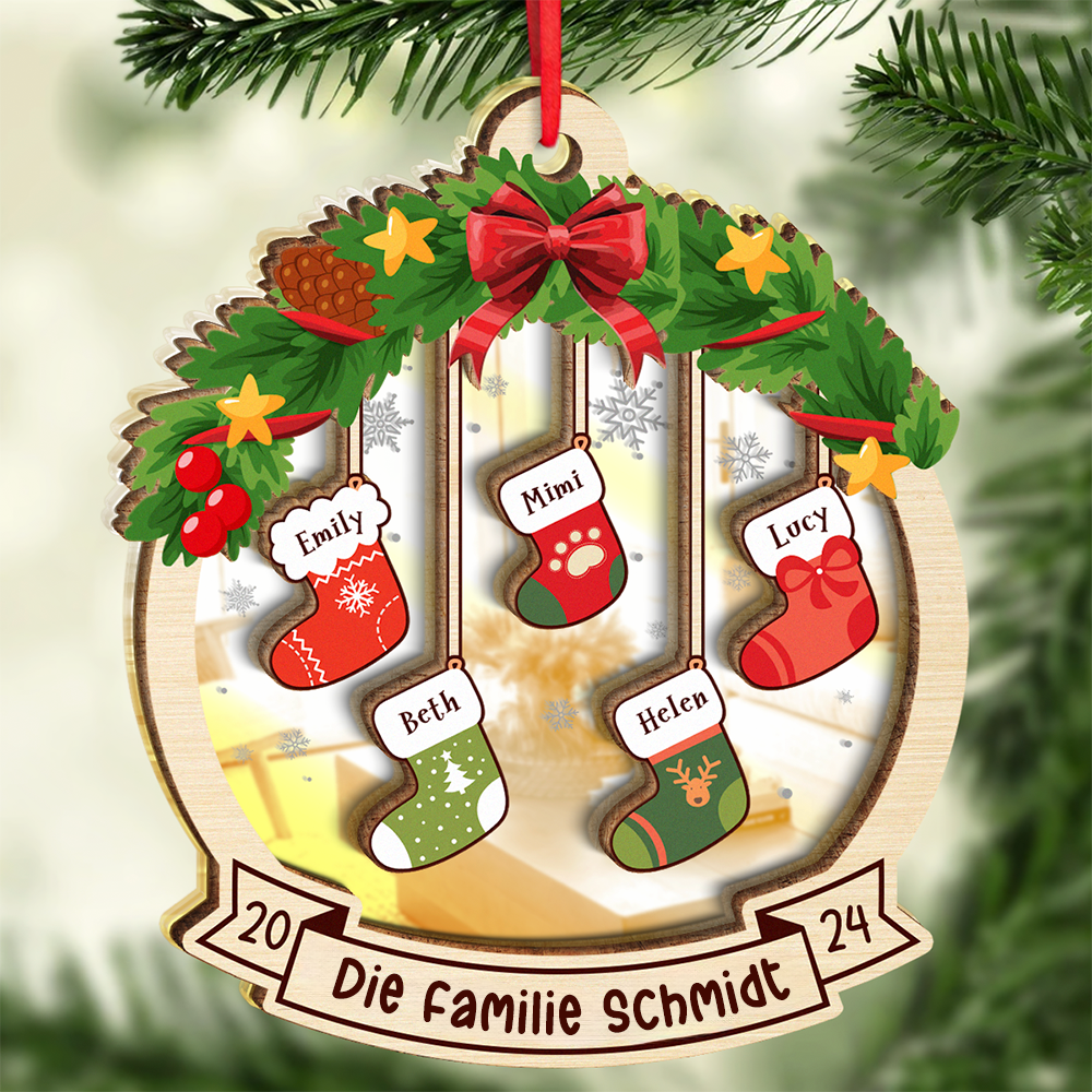 Weihnachten Familie Socken-Weihnachtsschmuck mit Text und 1-8 Namen-Geschenk für Familie