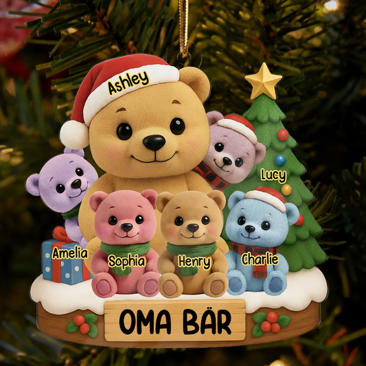 Personalisiertes Acryl-Ornament Christbaumschmuck mit Bärenmotiv Geschenk für Oma