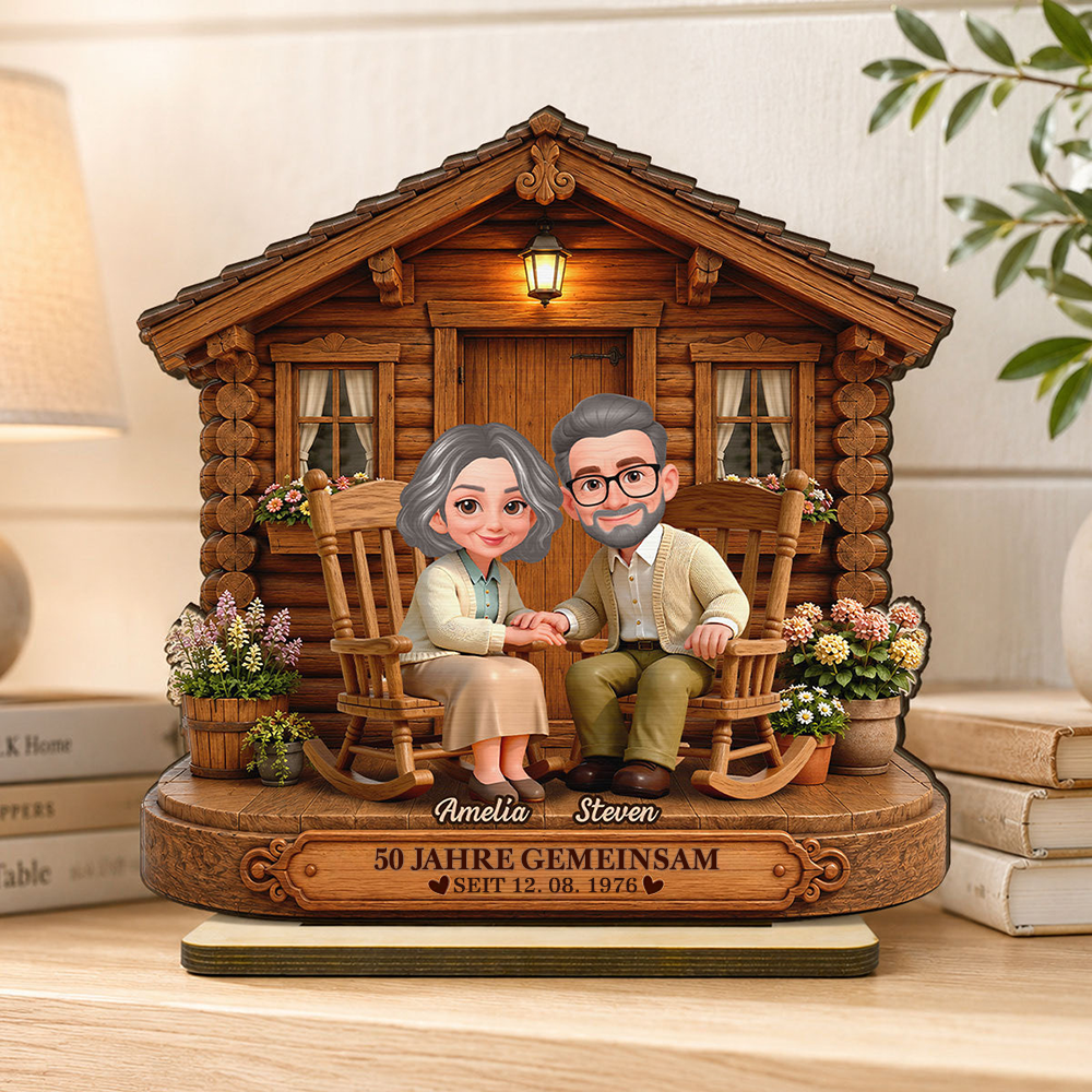 Personalisierter Holzaufsteller – Paar-Motiv & Wunschtext personalisierbar