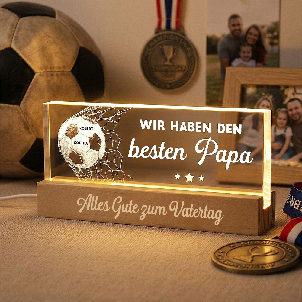 Volltreffer- Personalisiertes Nachtlicht mit Fußball Geschenk für Vater