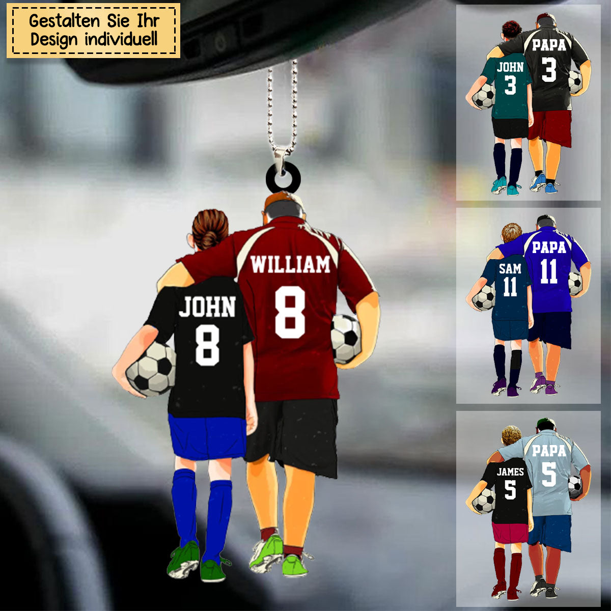 Vater und Kind-Personalisierter Acrylanhänger im Fußball Motiv