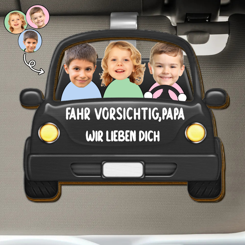 Personalisiertes Sonnenblendenclip mit 1-3 Personen Geschenke für Familie