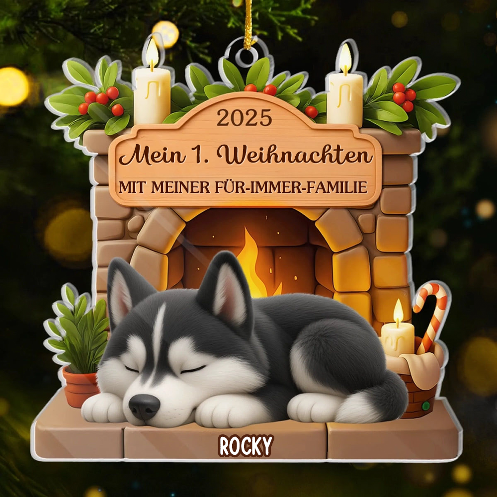 Mein Erstes Weihnachten-Personalisierter Acrylanhänger mit Hund Christbaumschmuck für Hunde