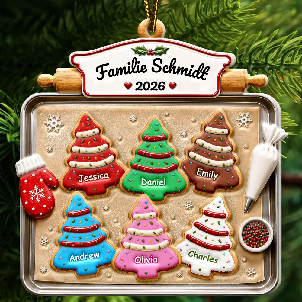 Personalisierter Acryl-Weihnachtsanhänger mit Namen & Text – Lebkuchen-Motiv