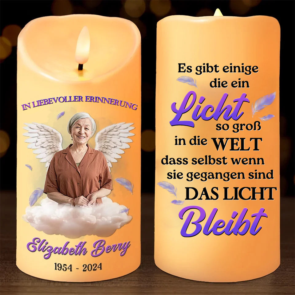 Personalisierte LED-Kerze Trauerkerze mit Foto - in liebevoller Erinnerung