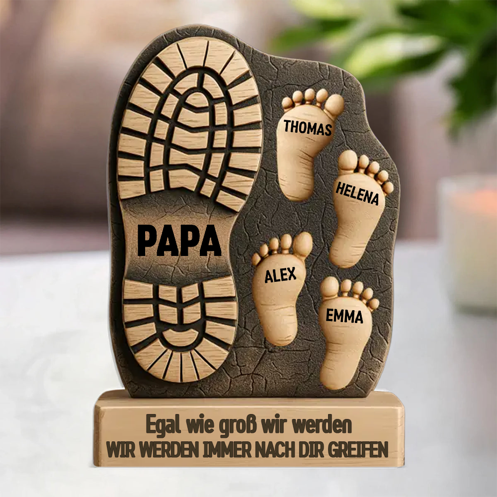 Ich Folge Deinen Fußstapfen – Personalisierte Familien-Acryltafel In Wunschform Geschenk Für Papa, Opa