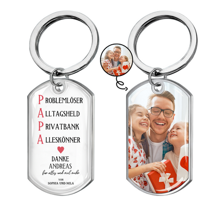 PAPA Foto-Edelstahl-Schlüsselanhänger mit Expoxidharz