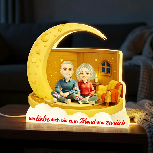 Paar unter dem Mond - Personalisierte LED-Lichtbox Geschenk für Paar