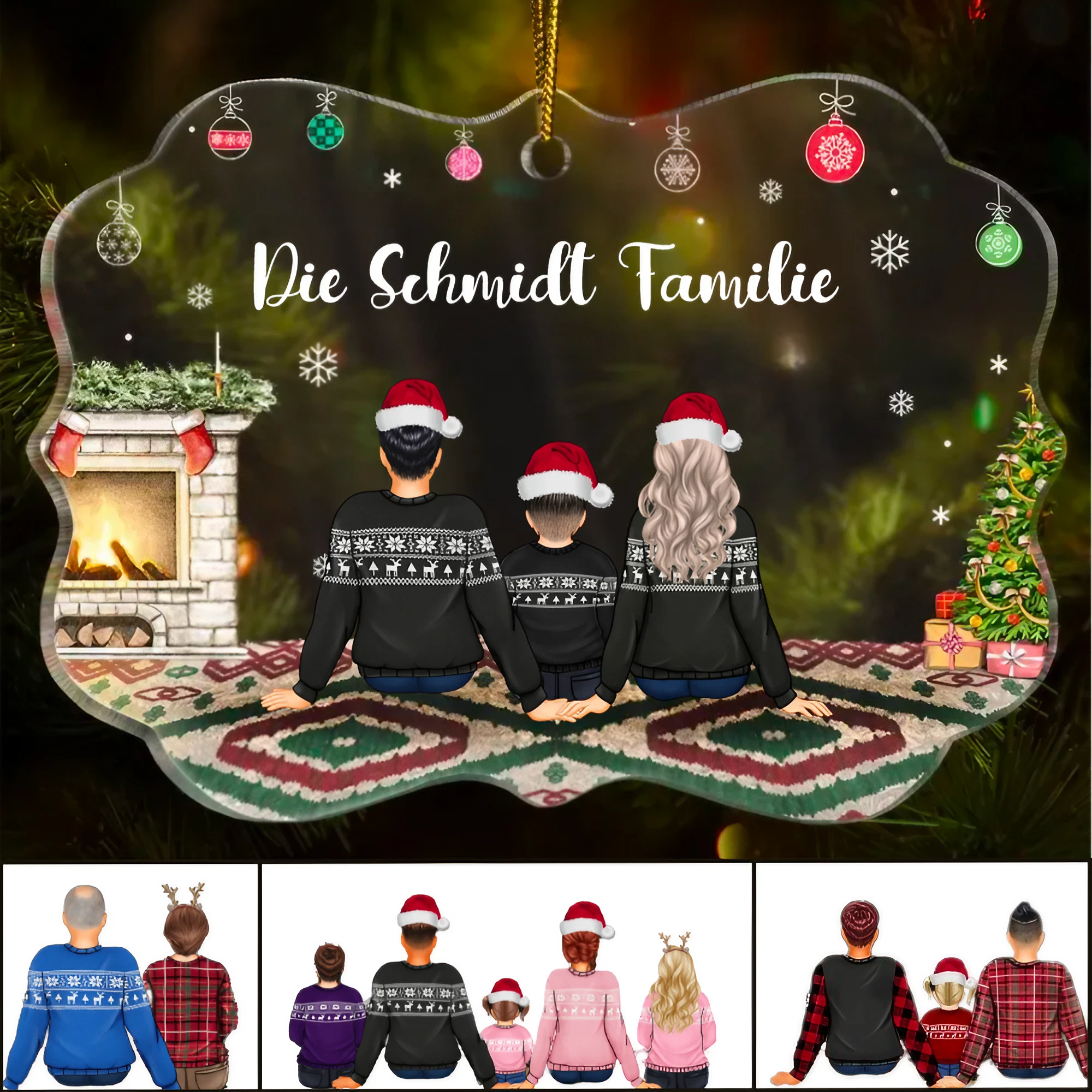 Weihnachtsanhänger mit Wunschtext-Geschenk für Familie-Personalisierte Acryl Ornament Weihnachtsschmuck