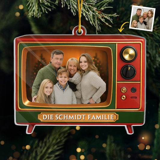 Acryl-Foto-Ornament Personalisierter Christbaumschmuck mit Fernseher