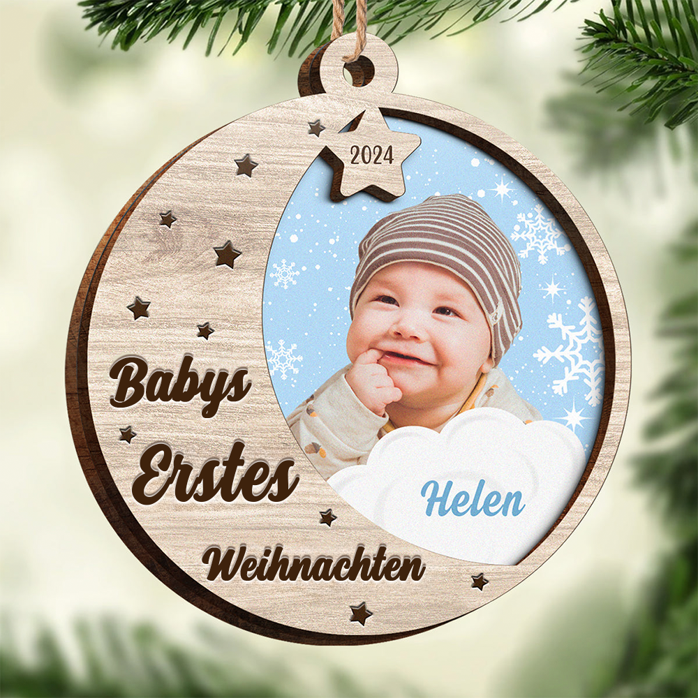 Weihnachtsschmuck aus Holz-Baby Weihnachtsanhänger mit Foto