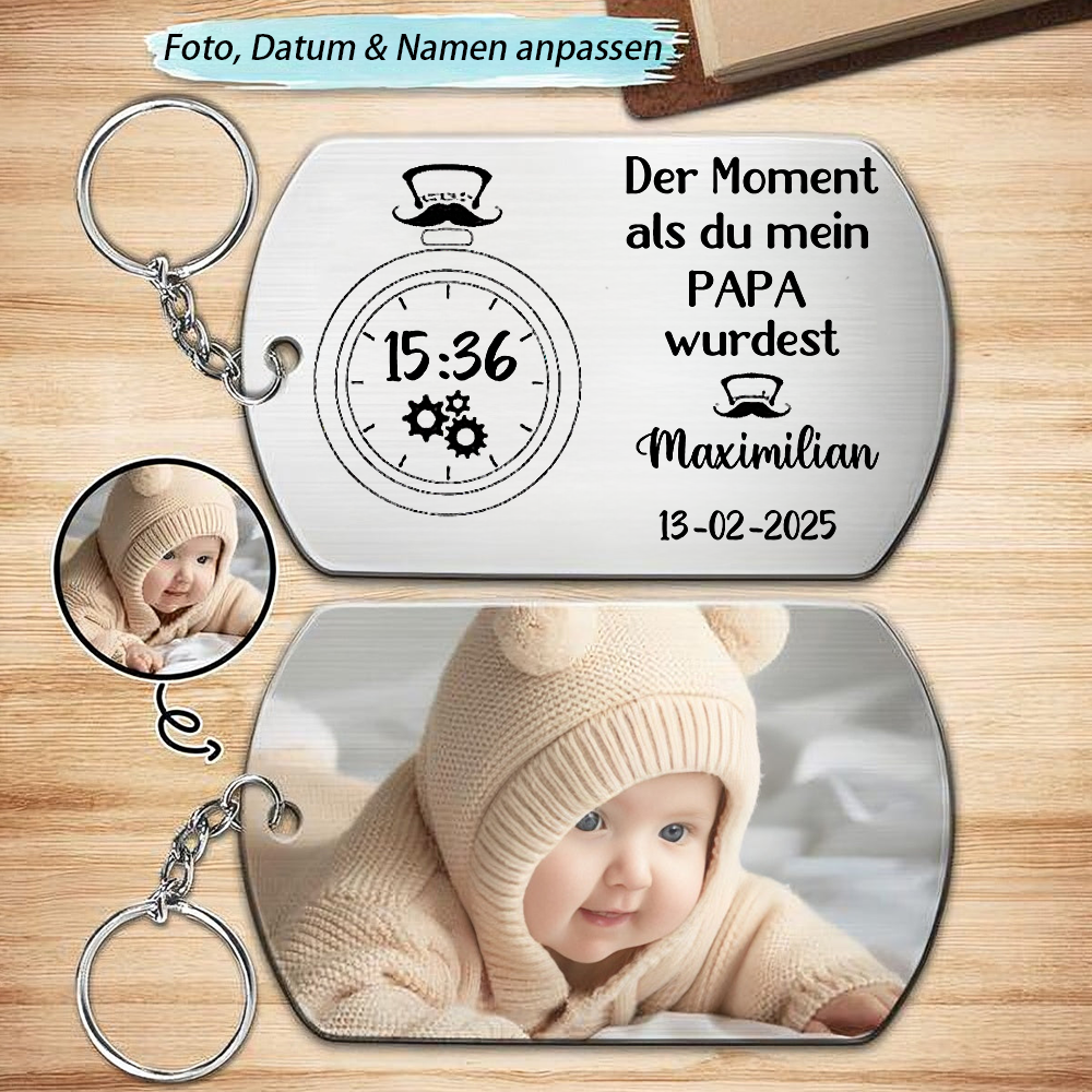 Edelstahl Schlüsselanhänger mit Foto Vatertaggeschenk