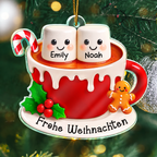 Personalisierter Acryl-Weihnachtsanhänger mit Namen & Text – Marshmallow-Motiv für die Familie