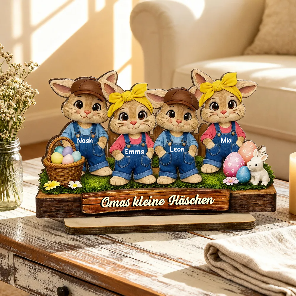 Osterhasen für Oma Personalisierte Holztafel mit Häschen