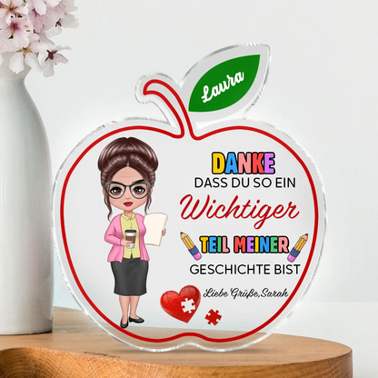 Acryltafel mit Apfelmotiv Geschenk für Lehrerin