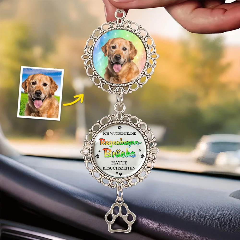 Metalanhänger mit Foto Regenbogenmotiv Trauergeschenk mit Haustier