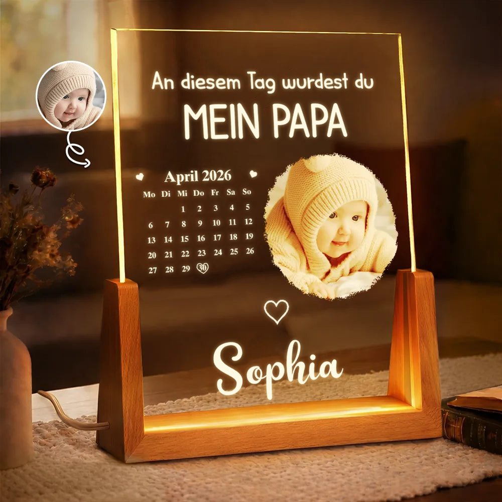 Personalisiertes LED-Nachtlicht mit Kalenderdatum und Photo - An diesem Tag wurdest du...