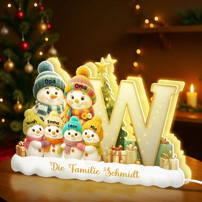 Personalisierte Schneemann-Leuchtbox mit Buchstabe Weihnachtsdekoration für Familie