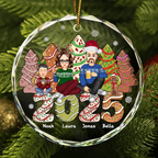 2025 Familie Kuchen & Keksbäume Personalisierter Glasornament Christbaumschmuck mit Eltern, Kinder und Haustiere
