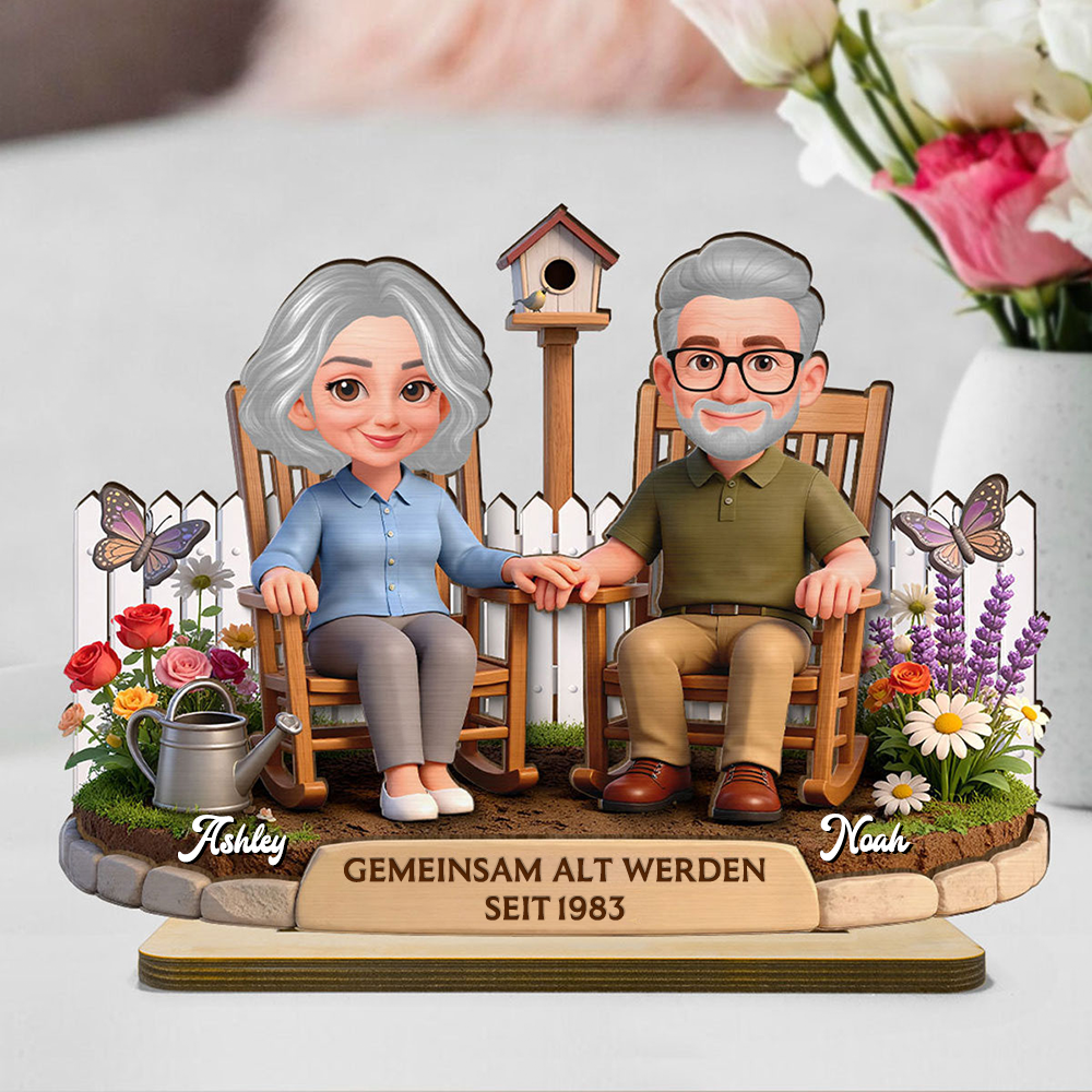 Gemeinsam Alt Werden seit.... Personalisierter Holzaufsteller mit Paar Jahrestagsgeschenk