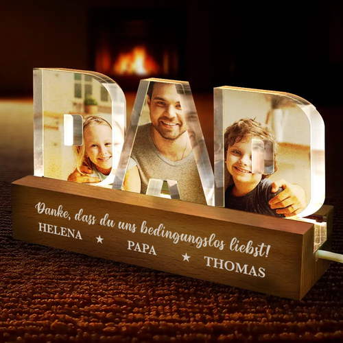 PAPA LED-Nachtlicht mit Fotos-Geschenk für Vater und Opa