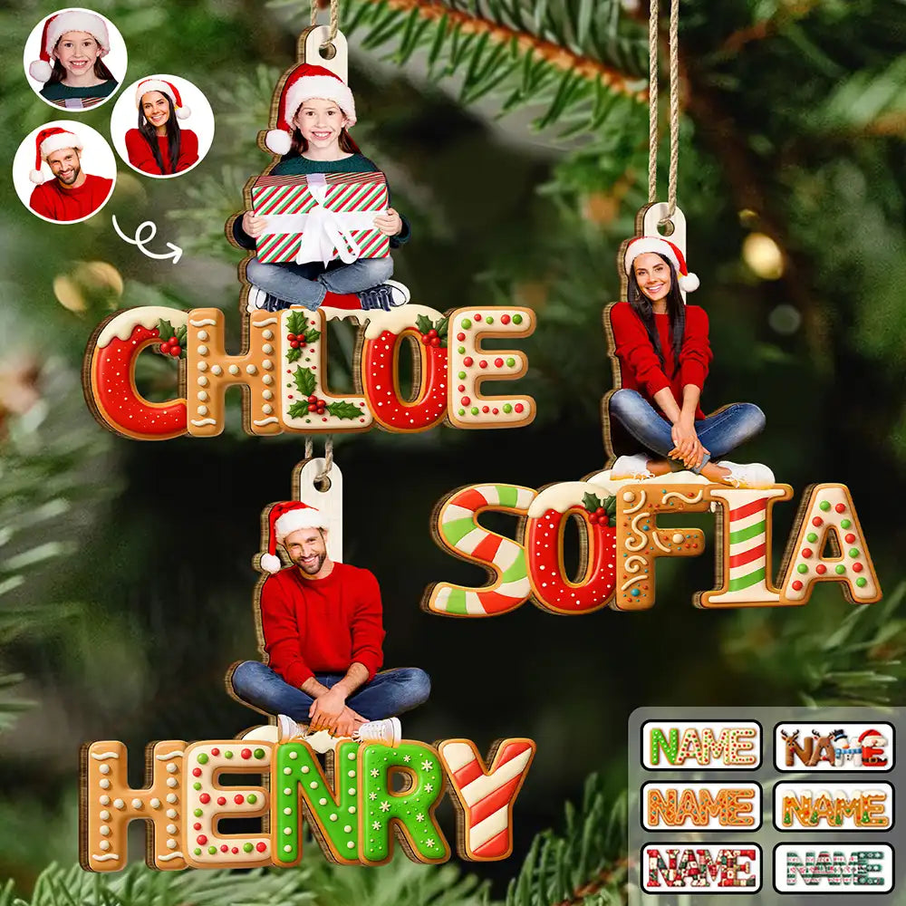 Personalisierter Holz-Weihnachtsanhänger mit Foto und Name
