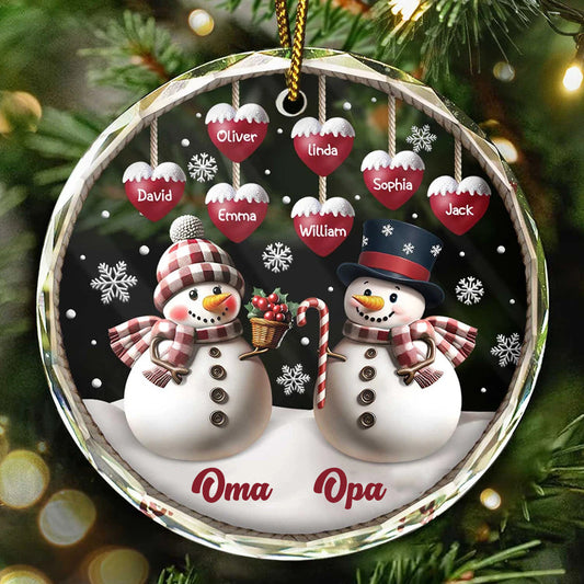 Schneemann mit Namen Weihnachtsbaumschmuck Glasornament für Eltern oder Großeltern