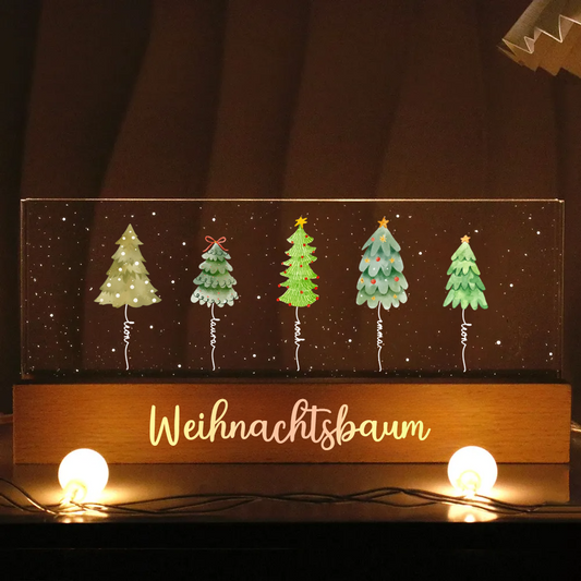 Personalisiertes LED-Nachtlicht mit Tannenbäumen und Namen Weihnachtsgeschenk für Familie