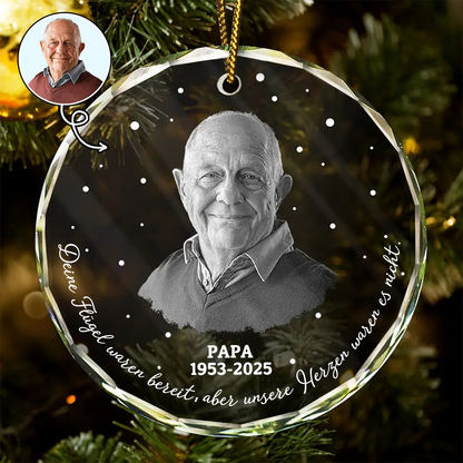 Personalisierter Glasornament mit Foto – Christbaumschmuck Erinnerung an einen geliebten Menschen